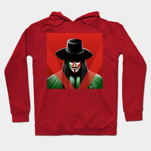 v for vendetta in red Hoodie by jorge_lebeau